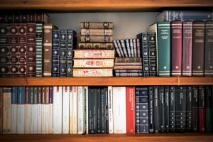 family law bookcase in an attorney office
